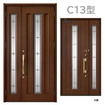 玄関ドア　C13型 プレナスX 片開き・親子ドア・片袖・両袖・親子入隅画像