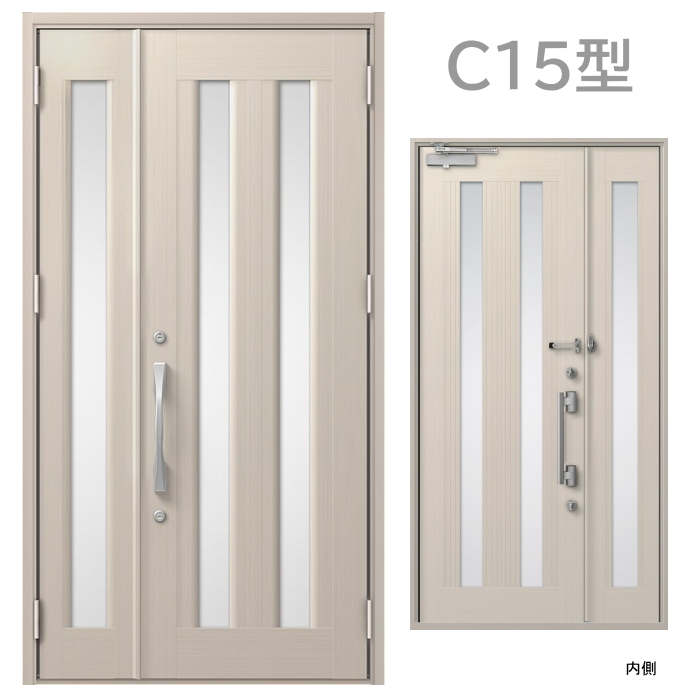 玄関ドア　C15型 プレナスX 片開き・親子ドア・片袖・両袖・親子入隅画像