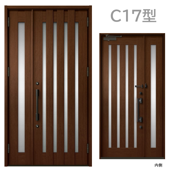 玄関ドア　C17型 プレナスX 片開き・親子ドア・片袖・両袖・親子入隅の画像