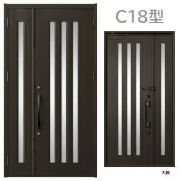 玄関ドア　C18型 プレナスX 片開き・親子ドア・片袖・両袖・親子入隅画像