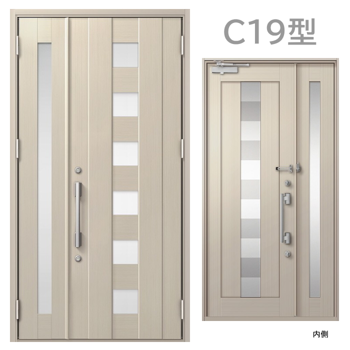 玄関ドア　C19型 プレナスX 片開き・親子ドア・片袖・両袖・親子入隅の画像