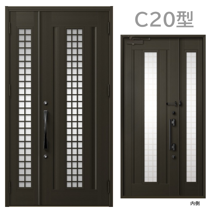 玄関ドア　C20型 プレナスX 片開き・親子ドア・片袖・両袖・親子入隅画像