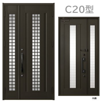 玄関ドア　C20型 プレナスX 片開き・親子ドア・片袖・両袖・親子入隅の画像