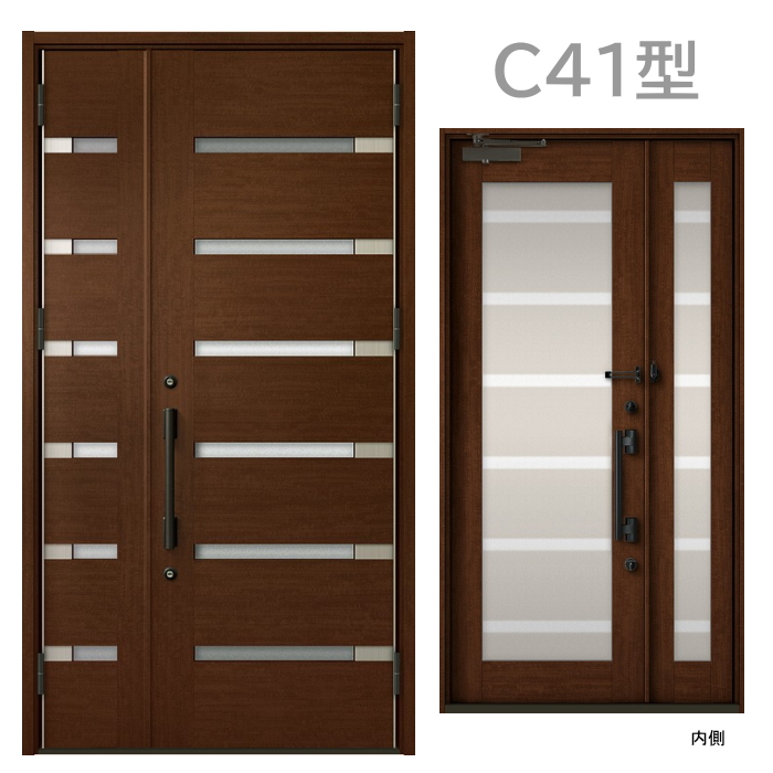 玄関ドア　C41型 プレナスX 片開き・親子ドア・片袖・両袖・両開き・親子入隅の画像