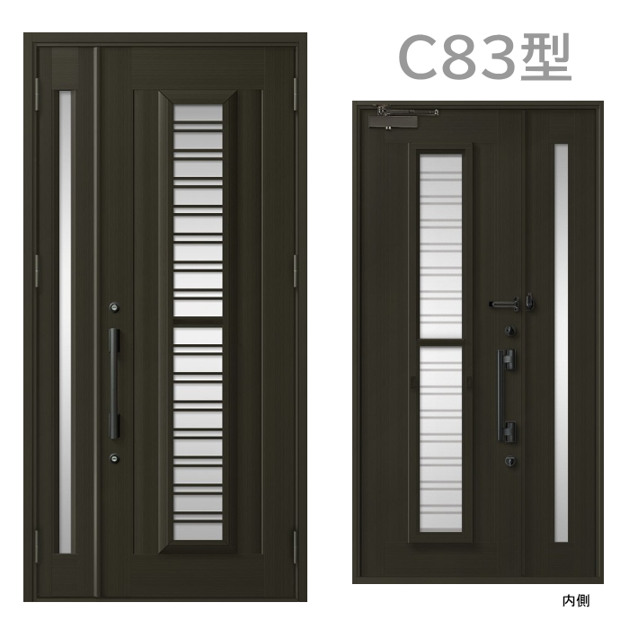 玄関ドア　採風タイプ　通風　上げ下げガラス　C83型 プレナスX 片開き・親子ドア・片袖・両袖・親子入隅の画像