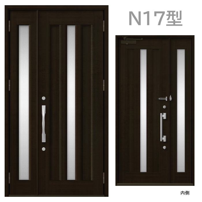 玄関ドア　N17型 プレナスX 片開き・親子ドア・片袖・両袖・親子入隅の画像
