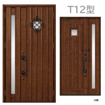 玄関ドア　T12型 プレナスX 片開き・親子ドア・片袖・両袖・親子入隅画像