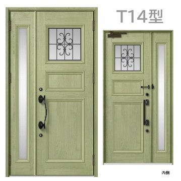 玄関ドア　T14型 プレナスX 片開き・親子ドア・片袖・両袖・親子入隅画像