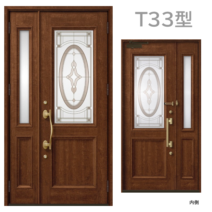 玄関ドア　T33型 プレナスX 片開き・親子ドア・片袖・両袖・両開き・親子入隅の画像