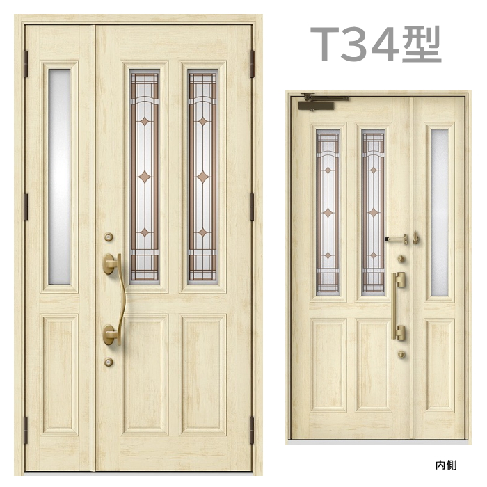 玄関ドア　T34型 プレナスX 片開き・親子ドア・片袖・両袖・親子入隅の画像