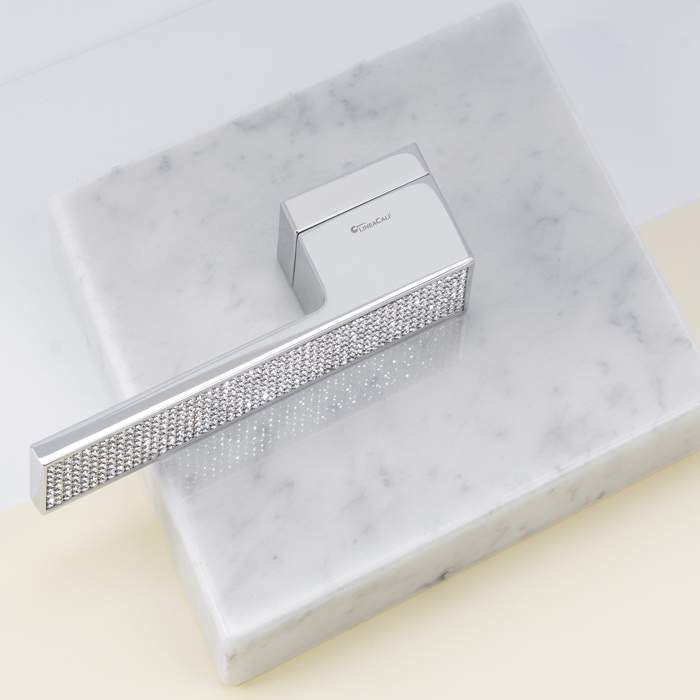 クリスタルシリーズ イタリア製 高級レバーハンドル クローム仕上げ　空錠セット SWAROVSKIの画像