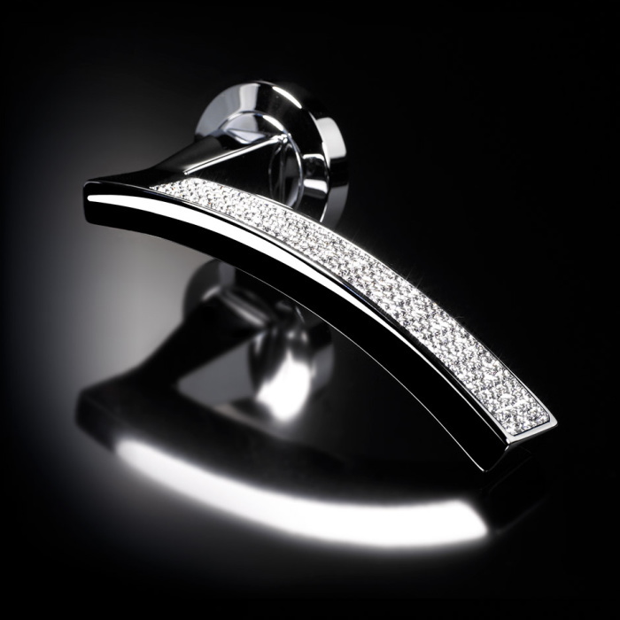 クリスタルシリーズ 高級レバーハンドル 角座・丸座 アーチライン　空錠セットSWAROVSKI イタリア製の画像