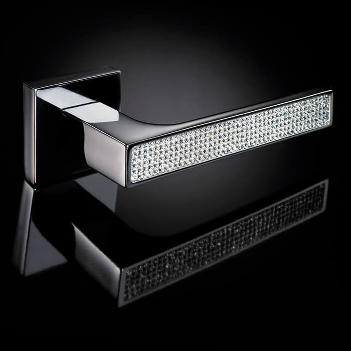 クリスタルシリーズ 高級レバーハンドル 角座 空錠セット SWAROVSKI イタリア製の画像