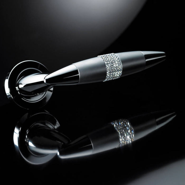 クリスタルシリーズ 高級レバーハンドル 丸座 空錠セット SWAROVSKI イタリア製の画像