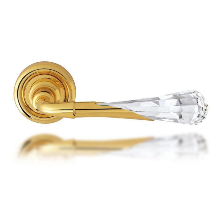 クリスタルシリーズ 高級レバーハンドル 丸座 空錠セット SWAROVSKI イタリア製の画像