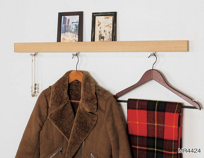 長押しフック付き（600mm・900mm・1800mm) |壁収納 壁付け 壁掛け DIY おしゃれ 玄関　洗面所 壁面収納の画像