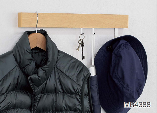 水まわり　スリム長押しフック付き（400mm・600mm) |壁収納 壁付け 壁掛けの画像