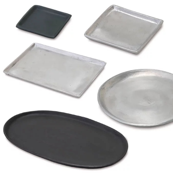 【N3】アルミトレー（ブラック・シルバー）キャッシュトレー　植木鉢受け皿　ジュエリートレー の画像