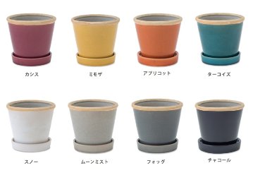 【N2】カラフル 植木鉢・鉢受けセット　（3号・4号・5号　8カラー）セラミック 画像
