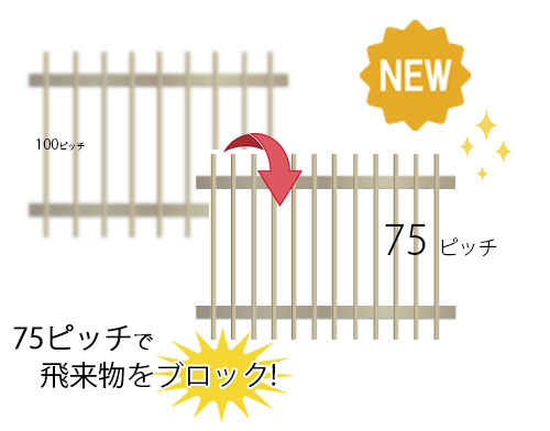 暴風対策窓ガード アルミ面格子 格子ピッチ75  暴風対策面格子の画像
