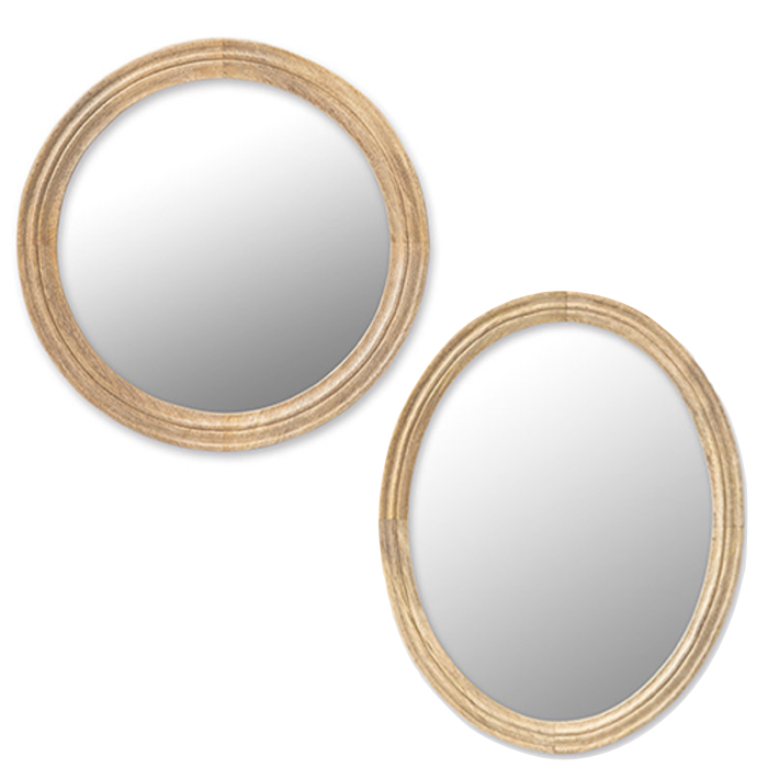 ナチュラル木縁 ミラー 壁掛け（ラウンド・オーバル）　鏡 の画像