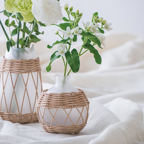 ラタン フロストガラス　フラワーベース　フロストベース の画像