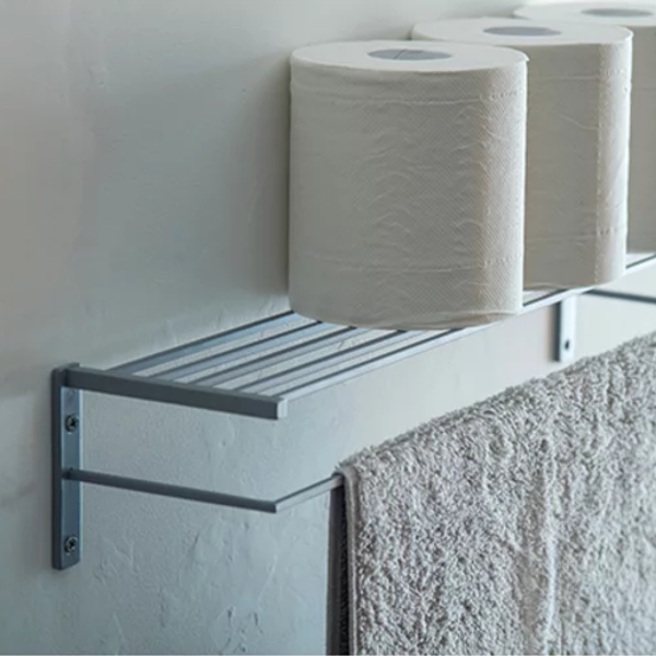 上下両用　スリム アイアンワイヤーシェルフ　タオル掛け　W46.5×D10.3×H8.5cm 収納棚・飾り棚 の画像