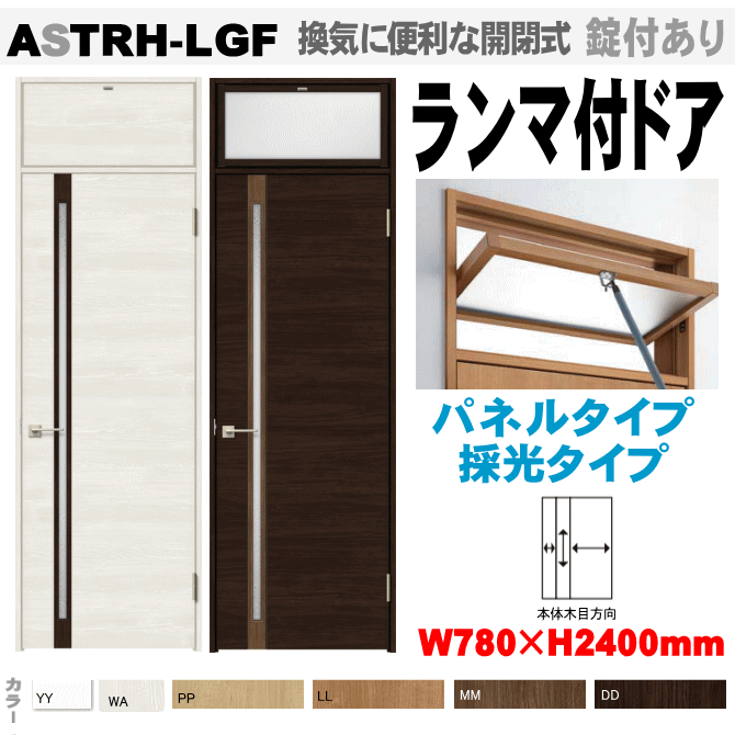 ランマ付ドア ガラス組込 ASTRH-LGF ラシッサ（クリエ）トステム　機能付室内ドア【ドアストッパー付あり・ハイドア・枠付ドア】リクシル