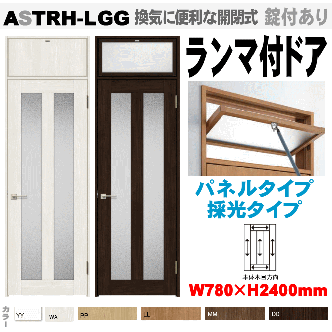 ランマ付ドア ガラス組込 ASTRH-LGG ラシッサ（クリエ）トステム　機能付室内ドア【ドアストッパー付あり・ハイドア・枠付ドア】リクシルの画像