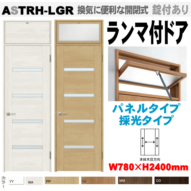 ランマ付ドア ガラス組込 ASTRH-LGR ラシッサ（クリエ）トステム　機能付室内ドア【ドアストッパー付あり・ハイドア・枠付ドア】リクシルの画像