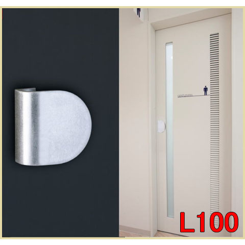 押し板半円取っ手 ステンレス製（両面用）フラッシュドア用ハンドル・押板　H114-139 DH-177の画像