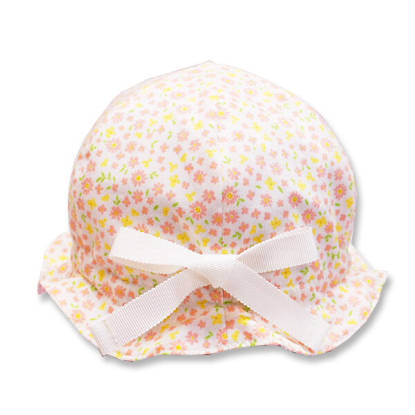 【日本製】MadeinJAPAN赤ちゃん用帽子 ベビー用ハットご出産祝いにも◎優しい色合いの小花柄チューリップハットS46-48㎝ピンク画像