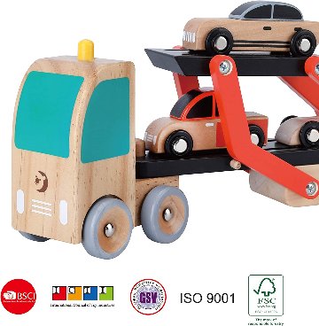 ベルギーおもちゃブランド「クラシックワールド」カートランスポーター 車のおもちゃ 知育玩具 トレーラー トラック ミニカー 木製 幼児 1歳半 18カ月 画像