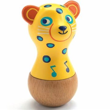 フランス知育玩具メーカ「DJECO ジェコ」の木製玩具楽器「アニマンボ」シリーズ　マラカスお誕生日プレゼント、プチギフトに！画像