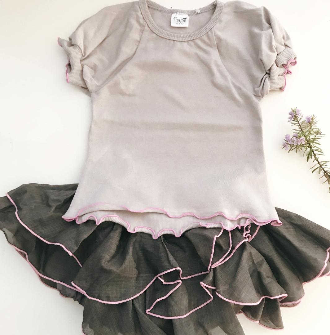ご出産祝いにおすすめ！日本製ベビー服赤ちゃん服フラップTシャツ2色サイズ70-80㎝対応MadeinJapanピンクの画像