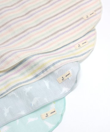 安心の日本製ご出産祝いにもおすすめ！コットン100％ボーダーベビー用スタイとハンカチのセット赤ちゃんよだれかけ日本のベビー服ブランド「スタンプル」画像