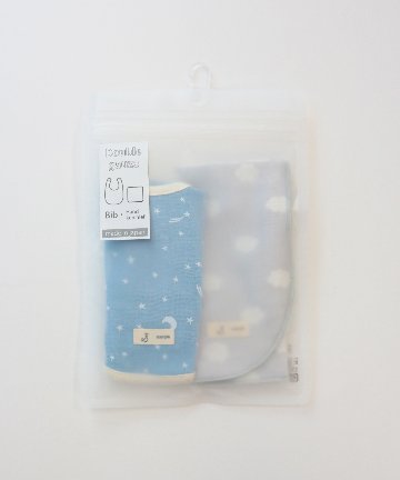 安心の日本製ご出産祝いにもおすすめコットン100％雲柄ガーゼハンカチ・星柄スタイのセット赤ちゃんよだれかけ/ガーゼ日本の赤ちゃん用品ブランド「スタンプル」2色画像