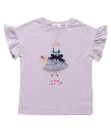 おとめ心をくすぐるフレンチガーリーなモチーフのTシャツ♪80サイズ、90サイズ、立体感あるモチーフがかわいい♡ラベンダーの画像