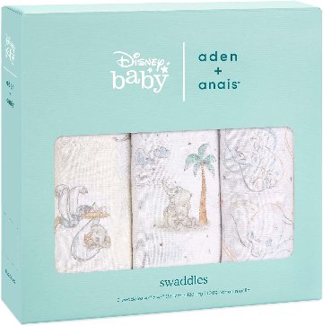エイデンアンドアネイ [ディズニーDisney] モスリンスワドル3枚入り 日本正規品 ご出産祝いにおすすめ!アメリカベビー用品ブランドガーゼタオル3枚セットダンボの画像