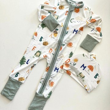 ご出産祝い・お誕生日プレゼントに！サンフランシスコ発ベビー服ブランド「エンジェルディア」ジッパーで脱ぎ着も楽々赤ちゃん服・カバーオール表示サイズ0-3M（目安５０‐６０サイズ）の画像