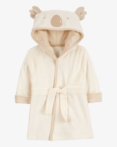 ご出産祝いにおすすめ！アメリカベビー服・子ども服ブランド「カーターズ」赤ちゃん用バスローブベビー用ローブ（コアラ／アイボリー）表示サイズ0-9ヵ月の画像