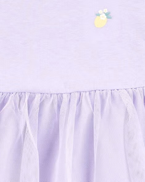 アメリカ子供服ブランド「カーターズ」女の子服上下セットラベンダーカラー／レモン柄トップスのチュールがかわいい☆お誕生日プレゼントに！4T＝110サイズの画像