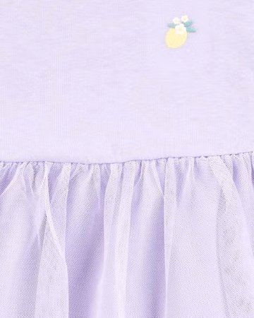アメリカ子供服ブランド「カーターズ」女の子服上下セットラベンダーカラー／レモン柄トップスのチュールがかわいい☆お誕生日プレゼントに！24M＝90　サイズの画像