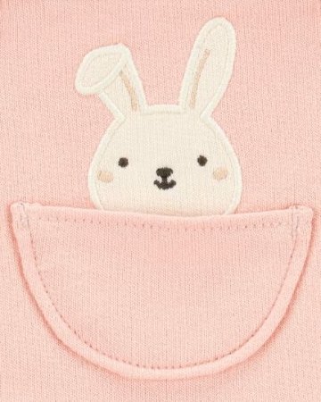アメリカ子供服ブランド「カーターズ」女の子服2点セットジャンパースカートうさぎアプリケ付＋うさぎプリントボディスーツお誕生日プレゼントに！24M＝90サイズの画像