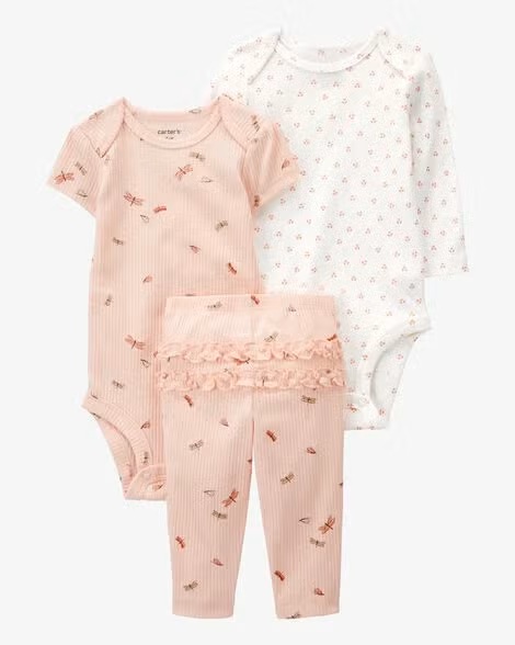 ご出産祝いにアメリカベビー服ブランド「カーターズ」赤ちゃん服3点セットボディスーツ2枚セットプラスパンツ12ヶ月/目安体重～11.1㎏日本サイズ80の画像