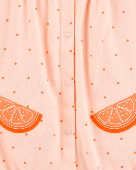 夏のお出かけ着に！アメリカベビー服・子ども服ブランド「カーターズ」赤ちゃん服オレンジショートオール3M～5.7㎏、6M～7.5㎏ご出産祝いにも！の画像