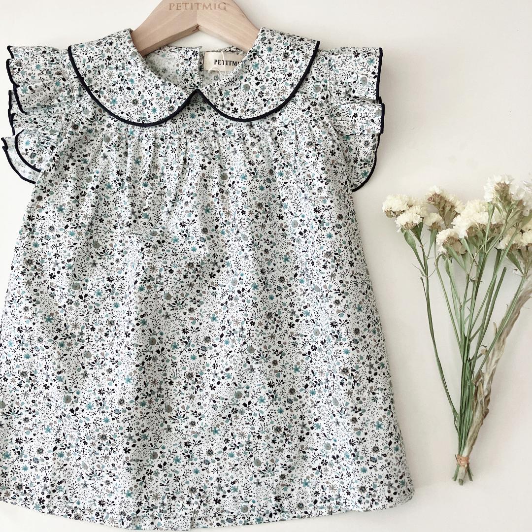 子供服ブランド「プチミグ」の夏の子供服日本発子供服ブランド「プチミグ」夏の小花柄ワンピース3サイズ80サイズ、90サイズ、100サイズの画像
