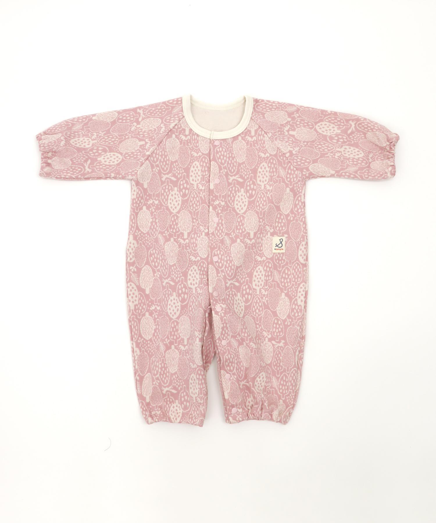 日本製ベビー服ブランド「スタンプル」北欧風フォレストジャガード綿コットン100％着心地抜群ベビー服2ウェイオールご出産祝い・ご出産準備に！50-70㎝（３色）MadeinJapanの画像