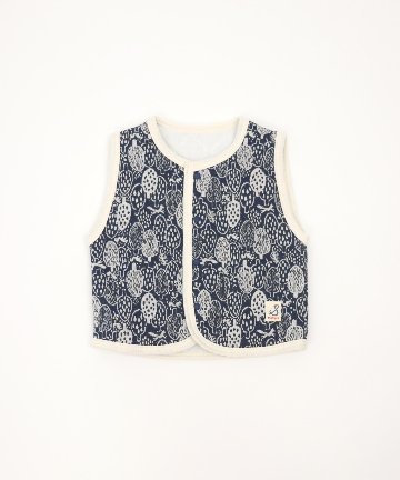 日本製ベビー服ブランド「スタンプル」北欧風フォレストジャガード綿コットン100％中綿キルト加工☆着心地抜群ベビー用ベストご出産祝い・ご出産準備に！60-80㎝（3色）MadeinJapanの画像