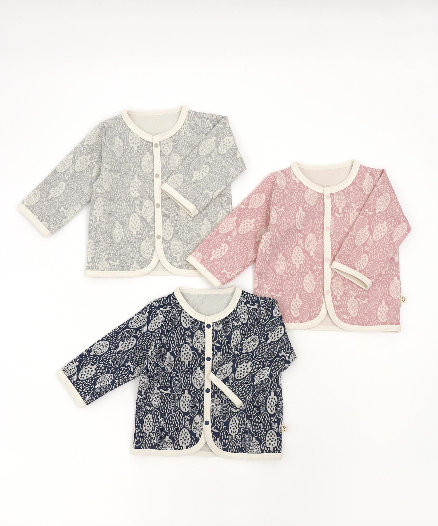 日本製ベビー服ブランド「スタンプル」北欧風フォレストジャガード綿コットン100％着心地抜群ベビー用カーディガンご出産祝い・ご出産準備に！75-85㎝（3色）MadeinJapanの画像